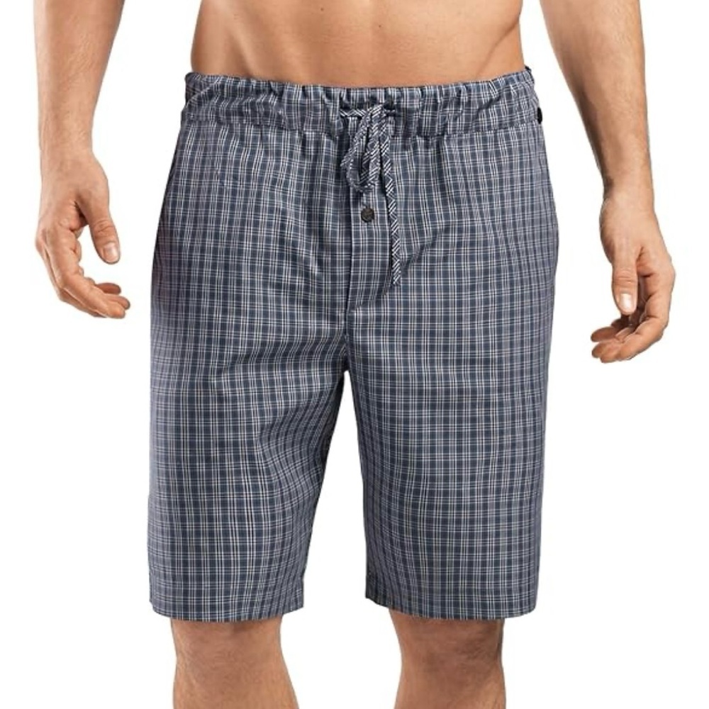 Hanro Mens Night and Day Woven Striped Lounge Shorts XXL Blue White Drawstring